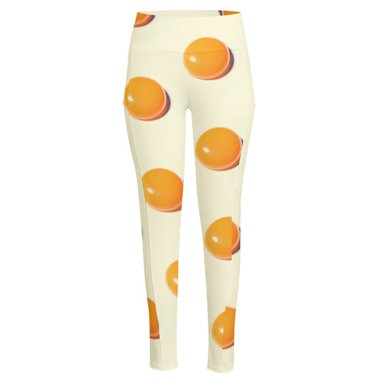 Egg Yolk Pattern Print High-Waisted Pocket Leggings