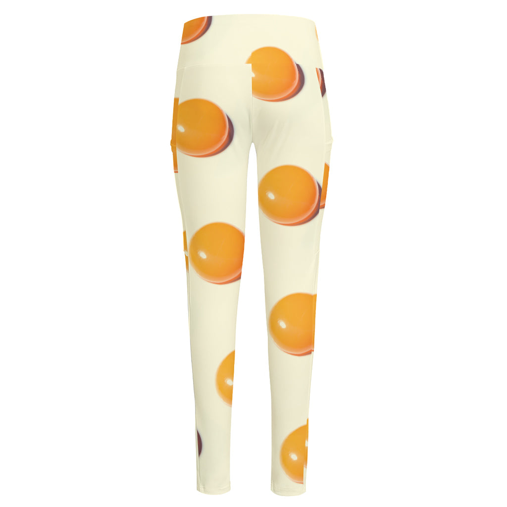 Egg Yolk Pattern Print High-Waisted Pocket Leggings