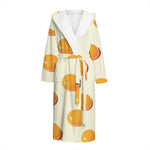 Egg Yolk Pattern Print Hooded Bathrobe