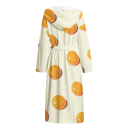 Egg Yolk Pattern Print Hooded Bathrobe