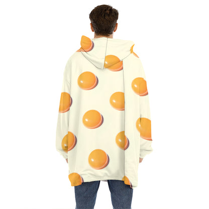 Egg Yolk Pattern Print Hoodie Blanket