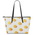 Egg Yolk Pattern Print Leather Tote Bag With Zipper
