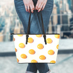 Egg Yolk Pattern Print Leather Tote Bag