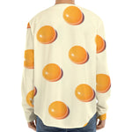 Egg Yolk Pattern Print Long Sleeve Baseball Jersey