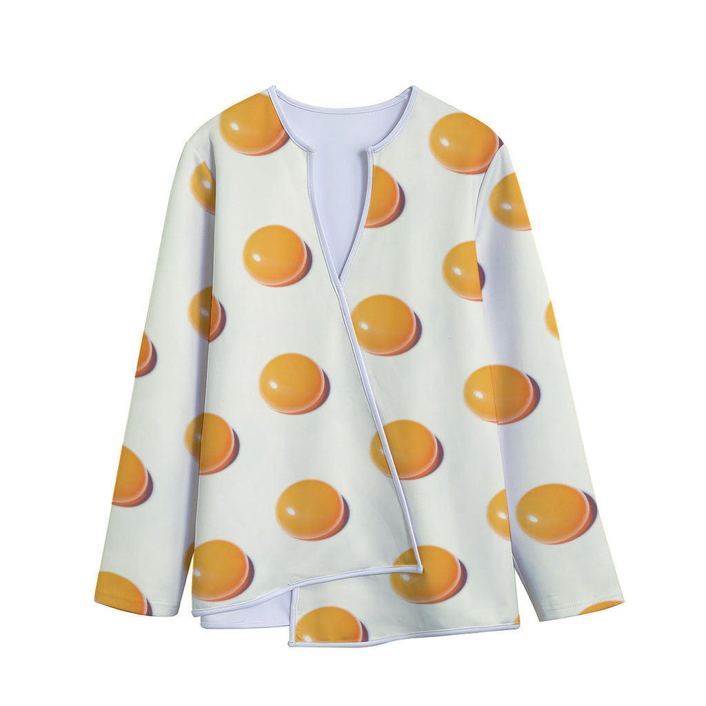 Egg Yolk Pattern Print Long Sleeve Short Coat