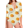 Egg Yolk Pattern Print Long Sleeve Swimsuit