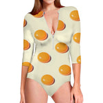 Egg Yolk Pattern Print Long Sleeve Swimsuit