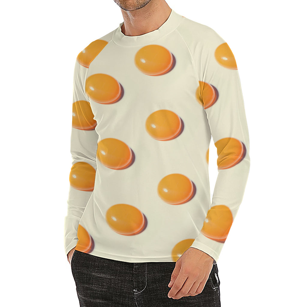 Egg Yolk Pattern Print Men's Long Sleeve Rash Guard