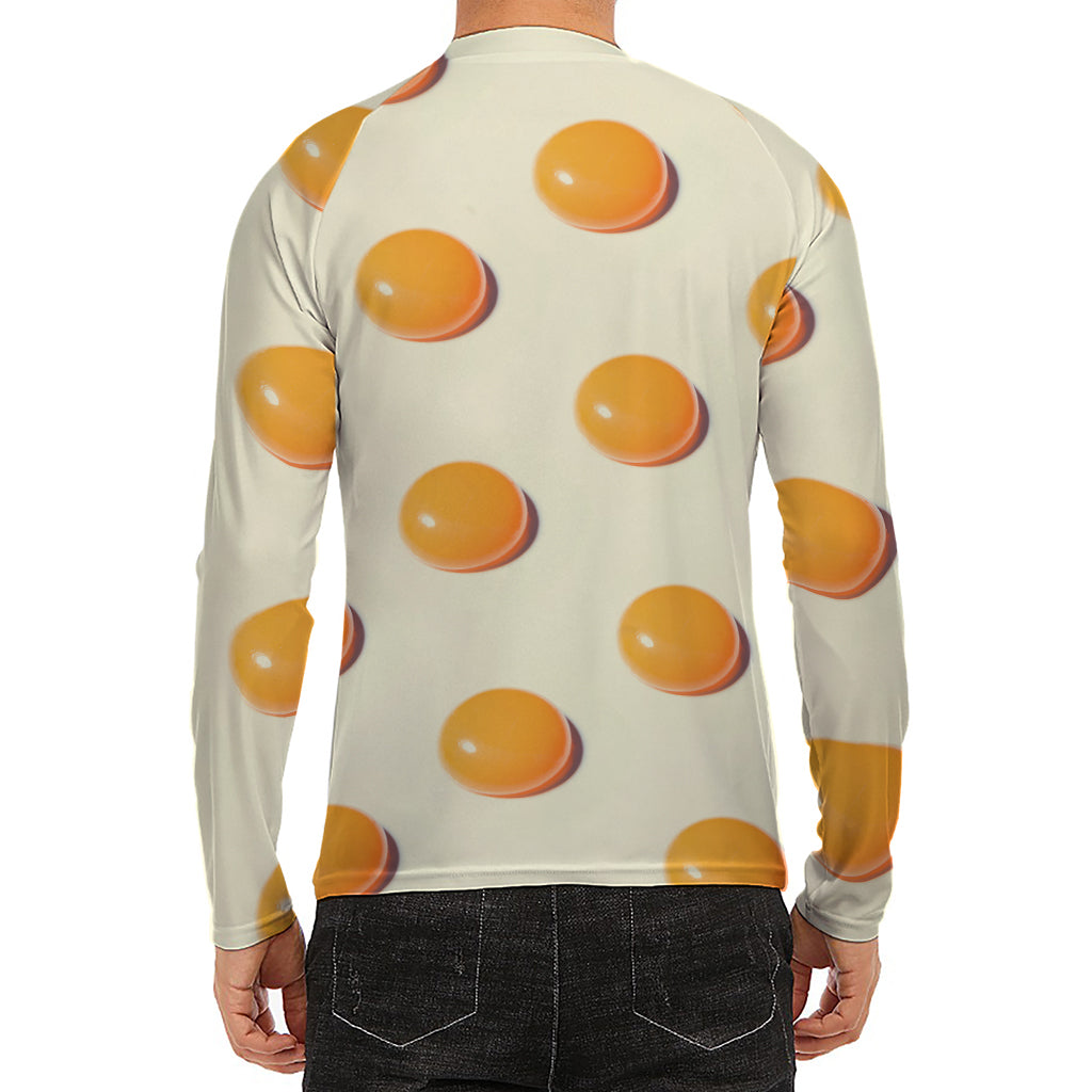 Egg Yolk Pattern Print Men's Long Sleeve Rash Guard