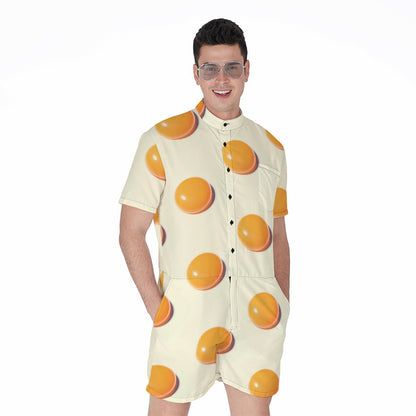 Egg Yolk Pattern Print Men's Rompers