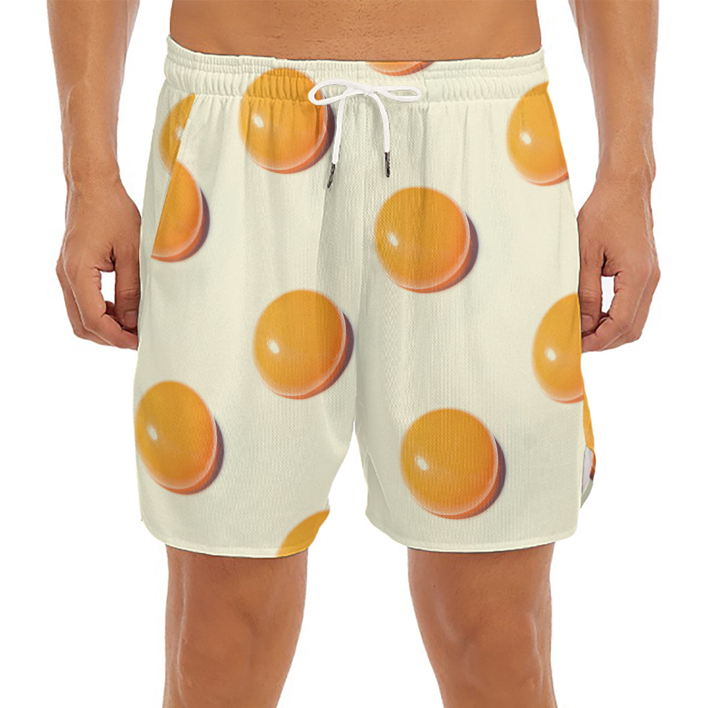 Egg Yolk Pattern Print Men's Split Running Shorts