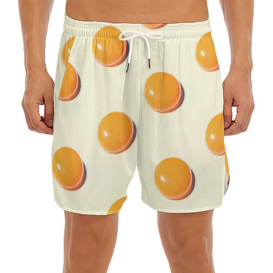 Egg Yolk Pattern Print Men's Split Running Shorts