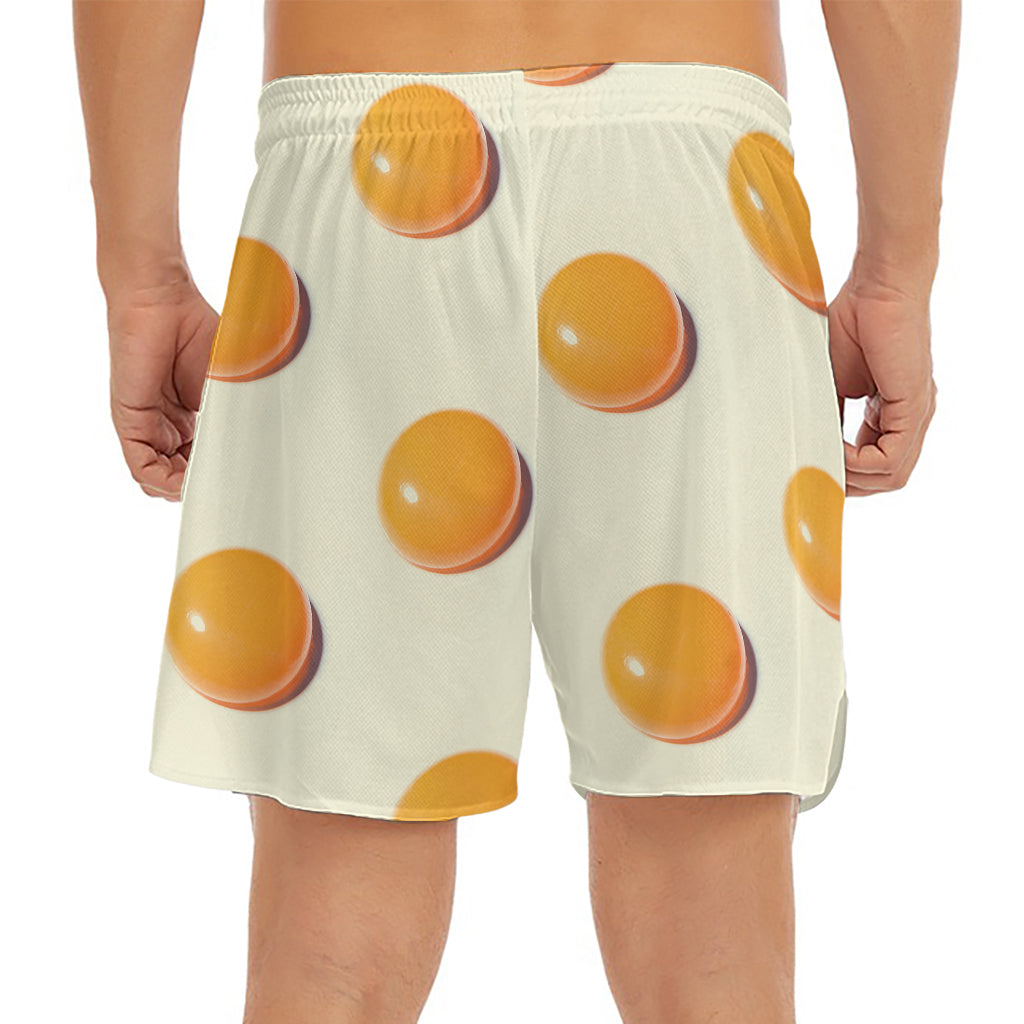 Egg Yolk Pattern Print Men's Split Running Shorts