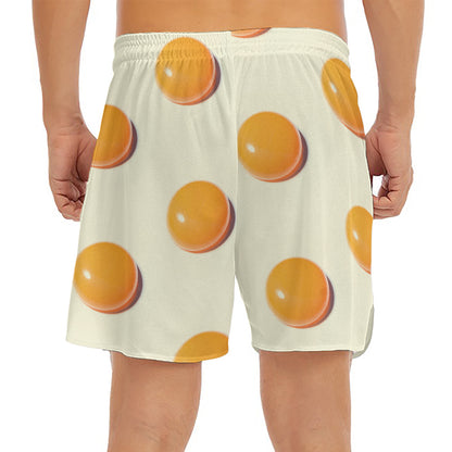 Egg Yolk Pattern Print Men's Split Running Shorts