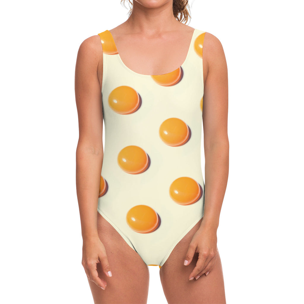 Egg Yolk Pattern Print One Piece Swimsuit