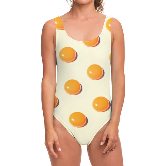 Egg Yolk Pattern Print One Piece Swimsuit