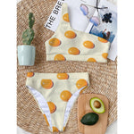 Egg Yolk Pattern Print One Shoulder Bikini Top