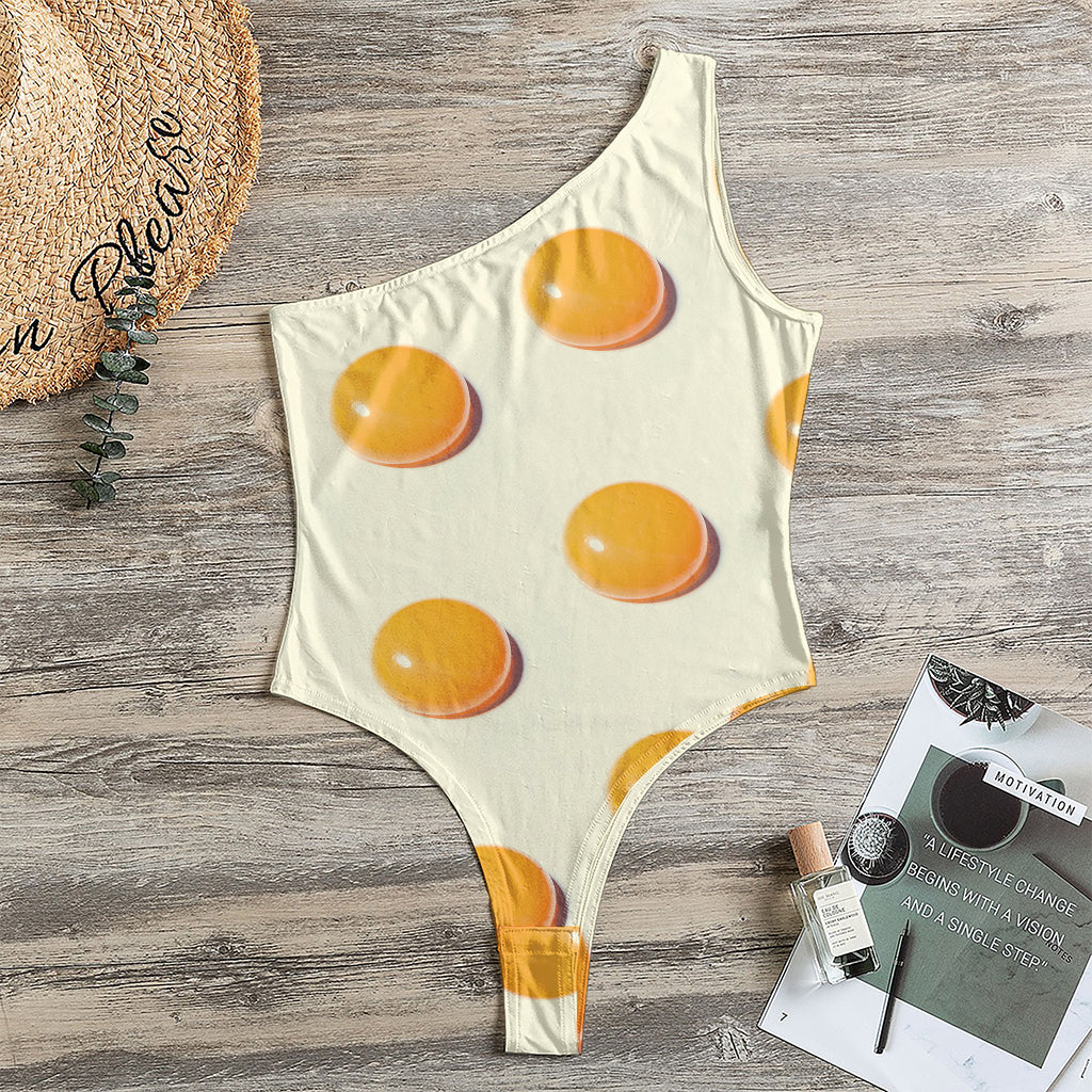 Egg Yolk Pattern Print One Shoulder Bodysuit