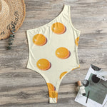 Egg Yolk Pattern Print One Shoulder Bodysuit