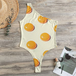 Egg Yolk Pattern Print One Shoulder Bodysuit