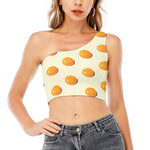 Egg Yolk Pattern Print One Shoulder Crop Top