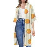 Egg Yolk Pattern Print Open Front Beach Cover Up