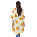 Egg Yolk Pattern Print Open Front Beach Cover Up