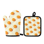 Egg Yolk Pattern Print Oven Mitt And Pot Holder Set