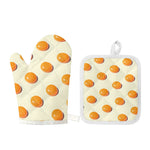 Egg Yolk Pattern Print Oven Mitt And Pot Holder Set
