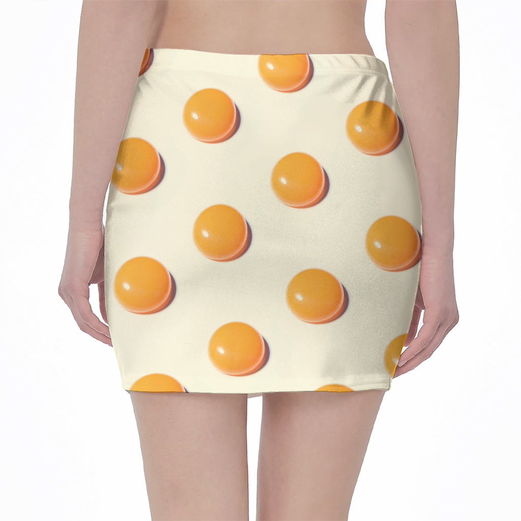 Egg Yolk Pattern Print Pencil Mini Skirt