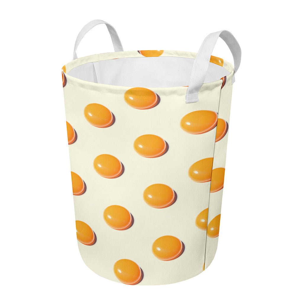 Egg Yolk Pattern Print Round Laundry Basket