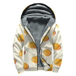 Egg Yolk Pattern Print Sherpa Lined Zip Up Hoodie