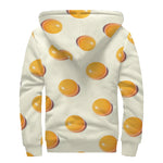 Egg Yolk Pattern Print Sherpa Lined Zip Up Hoodie