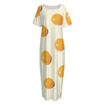 Egg Yolk Pattern Print Short Sleeve Long Nightdress