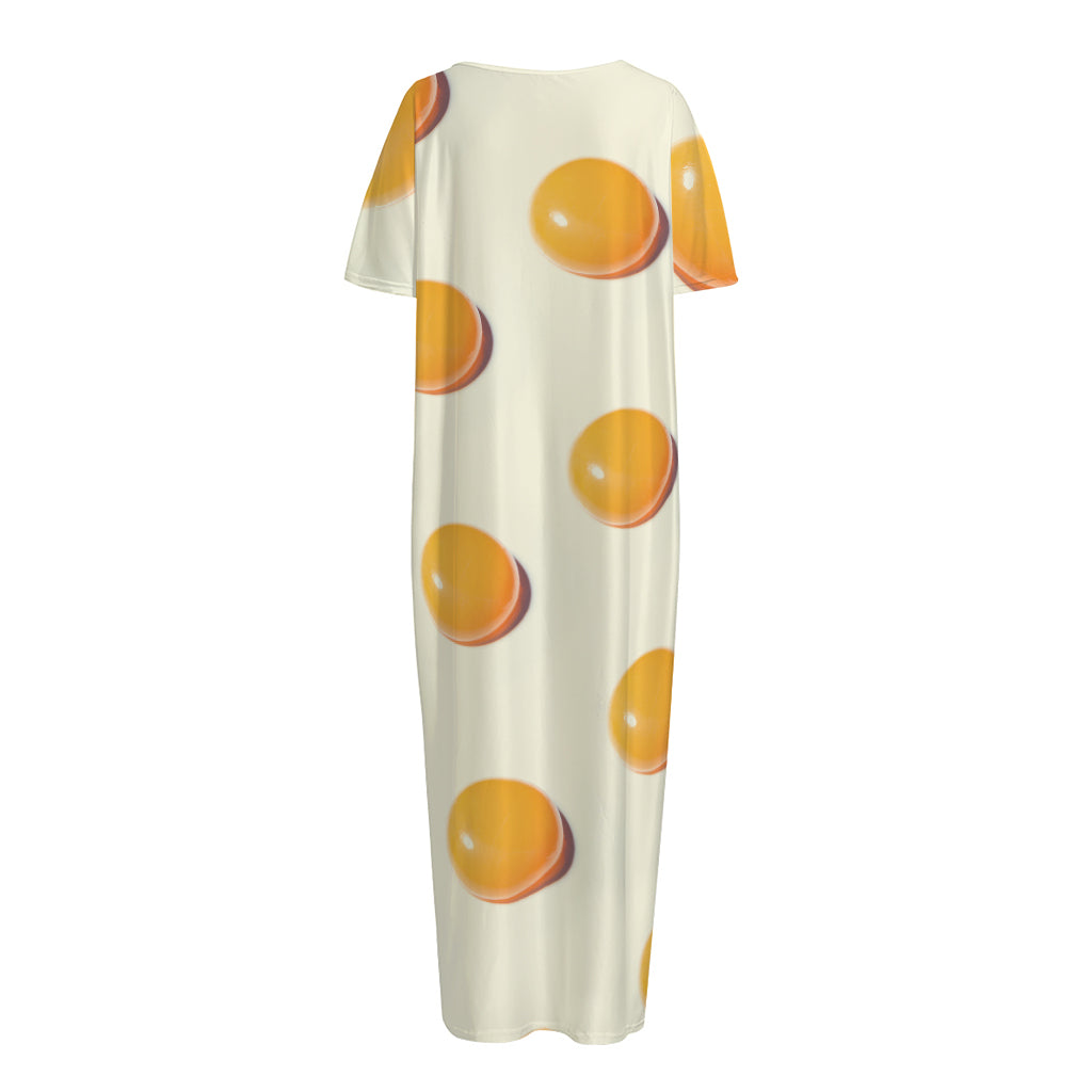 Egg Yolk Pattern Print Short Sleeve Long Nightdress