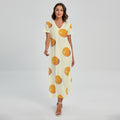 Egg Yolk Pattern Print Short Sleeve Maxi Dress