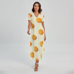 Egg Yolk Pattern Print Short Sleeve Maxi Dress