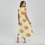 Egg Yolk Pattern Print Short Sleeve Maxi Dress