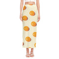 Egg Yolk Pattern Print Side Slit Maxi Skirt