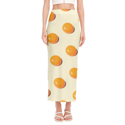 Egg Yolk Pattern Print Side Slit Maxi Skirt