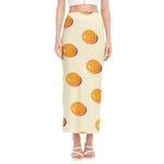 Egg Yolk Pattern Print Side Slit Maxi Skirt