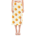 Egg Yolk Pattern Print Side Slit Midi Skirt