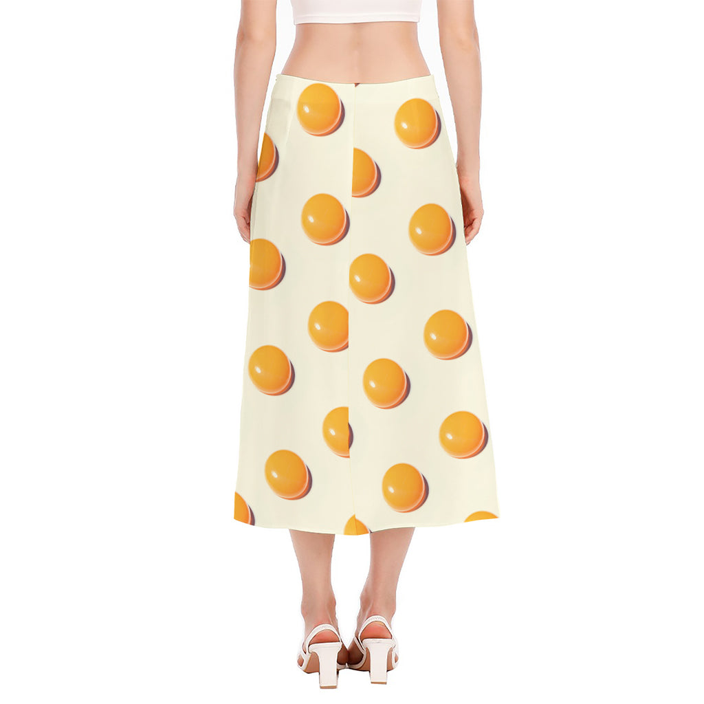 Egg Yolk Pattern Print Side Slit Midi Skirt