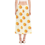 Egg Yolk Pattern Print Side Slit Midi Skirt
