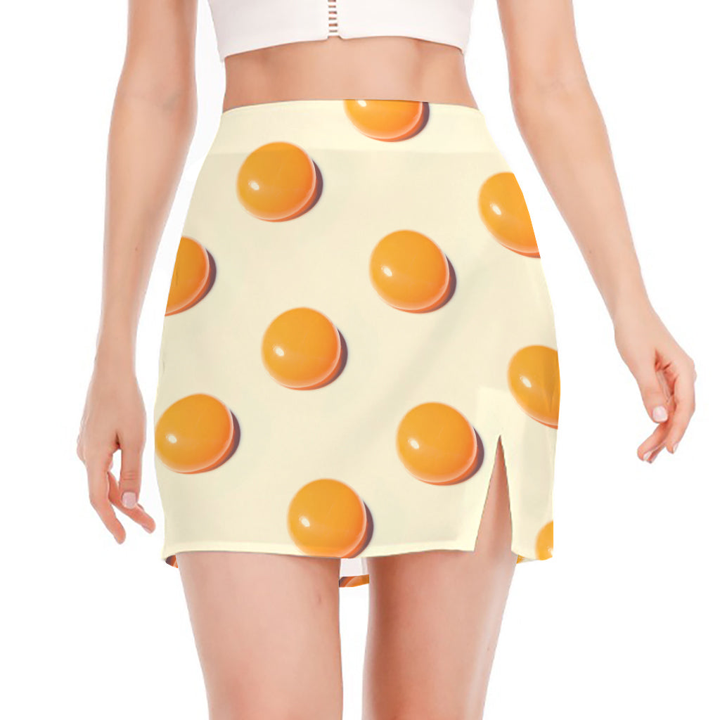 Egg Yolk Pattern Print Side Slit Mini Skirt