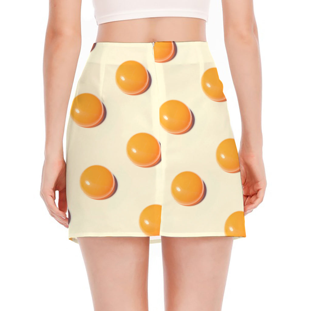 Egg Yolk Pattern Print Side Slit Mini Skirt