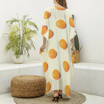 Egg Yolk Pattern Print Silk V-Neck Kaftan Dress