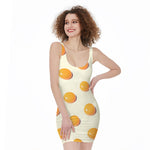 Egg Yolk Pattern Print Sleeveless Bodycon Dress