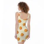 Egg Yolk Pattern Print Sleeveless Bodycon Dress