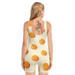 Egg Yolk Pattern Print Sleeveless One Piece Swimsuit